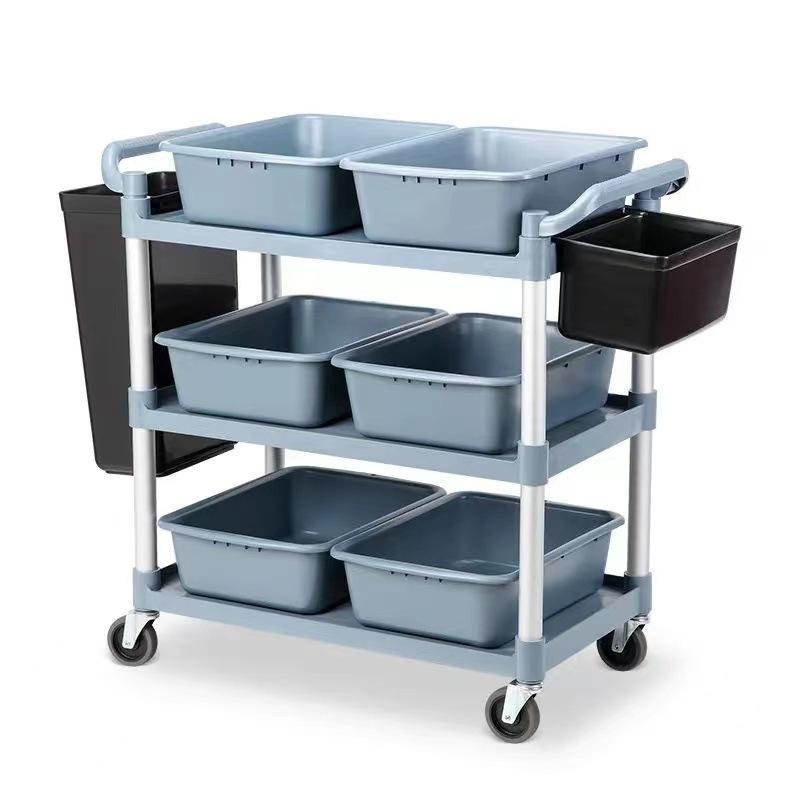 Hotel Restaurant Trolley Dish Cart Push Cart Three Tier Serving Utility Commercial Catering Vehicle Service Trolley Kitchen Cart