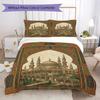Muslim Pattern Bedding Uilt Set Uilt Cover Pillowcase Home Decoration Birthday Gift (1 * Duvet Cover + 2 * Pillowcase  Without Core)123
