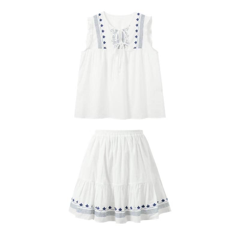 Sancai Women's 100% Cotton Babydoll Top & Skirt Set