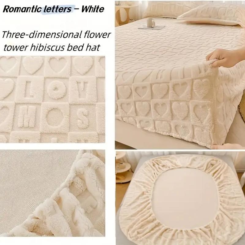 New Luxury Winter Fitted Sheet with Extra Fluff, Bed Cover Protector, Full Wrap Fitted Sheet, Non-Slip Grip, Comfort, Thick & Soft, Machine Washable