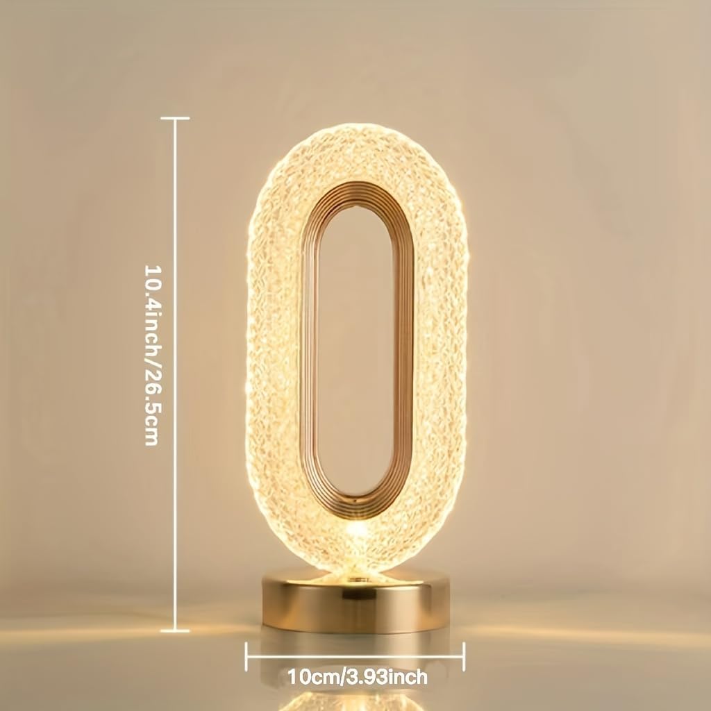 3 Colors LED Crystal Table Lamp, Dimmable Bedside Night Light, Rechargeable, Wireless, Creative Bar Decoration