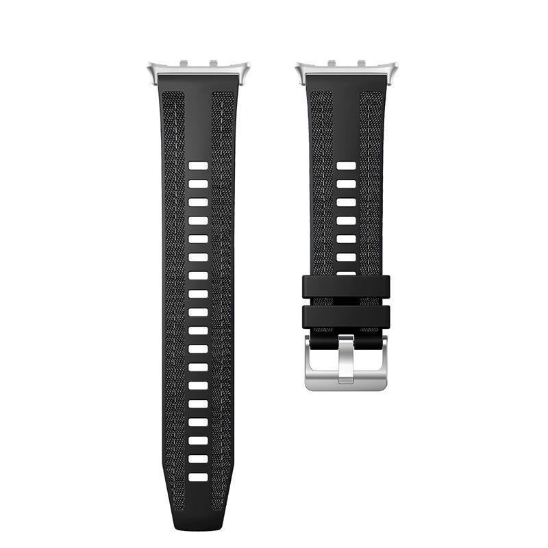 

Honor Watch 5 ремешок из композитного плетеного нейлона и силикона black. Black connector + strap чёрный