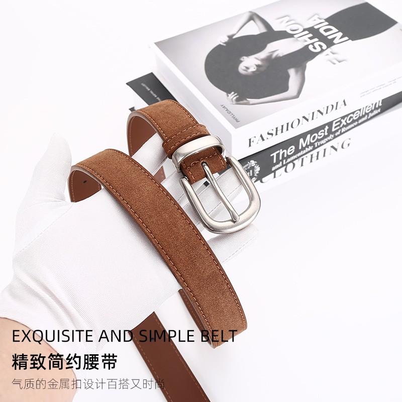 Womens Genuine Leather Belt With Zinc Alloy Pin Buckle 2.8cm Wide Vintage Style Jeans Skirts Casual Outfits