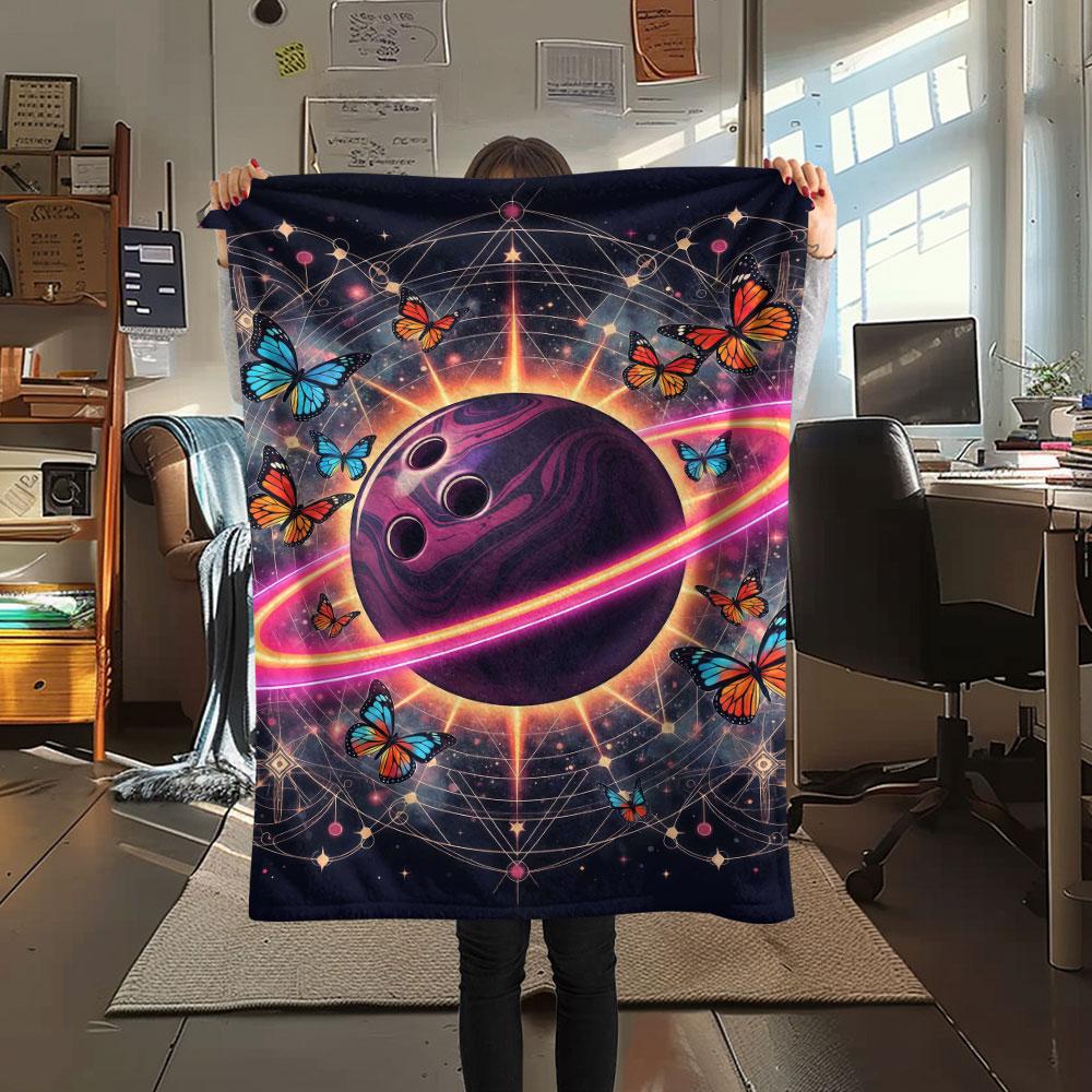 1 szt. Koc Flanelowy z Nadrukiem Gwiazdy i Pierścienia, Wysoka jakość, Wygodny na Wszystkie Pory Roku, Wystrój Domu, Ciepło i Komfort, Idealny na Prezenty Świąteczne