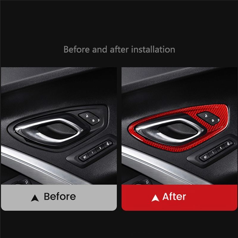 Powerful Carbon Fiber Sticker Car Door Inner Handle Frame Interior Trim Replacement Parts For Camaro 2016- A