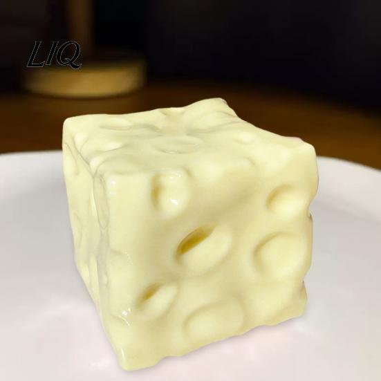 Decorative Stress Relief Toy Shapeable Cheese Squeeze Toy, Block Sensory for Relief, Moldable Cube Pinch Home Office Classroom Soft Reliever