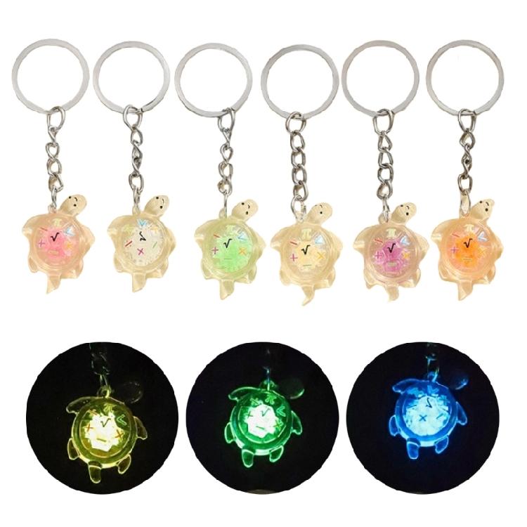 6 Pack Assorted Glowing Turtles Keychains Vibranting Color Easy to Use and Sturdy Materials for All Ages Daily Use