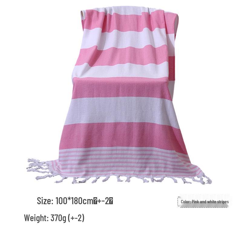 Customizable Quick-Dry Turkish Striped Tassel Beach Shawl and Bath Towel