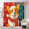 Set Of 2 Flat Printing Jit Curtains Without Rod Christmas Corgi Chic Polyester Decorations Curtain Semi Sheer Made