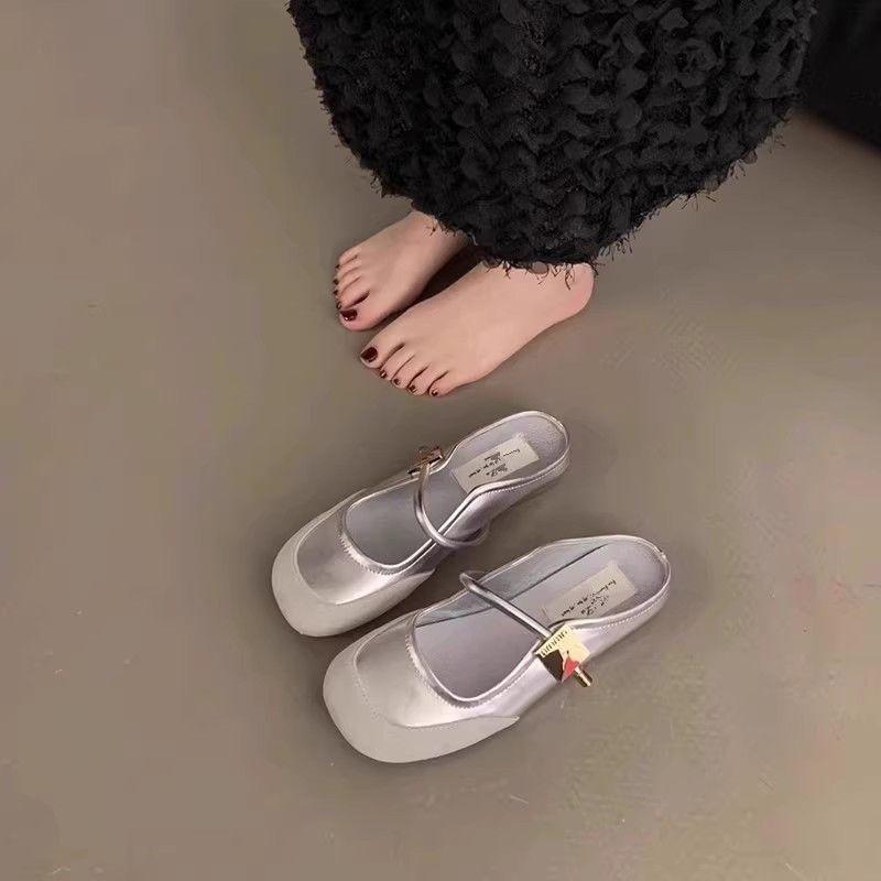 RV gentle fairy wind half slippers spring and summer 2025 new French elegant niche with skirt soft sole evening shoes