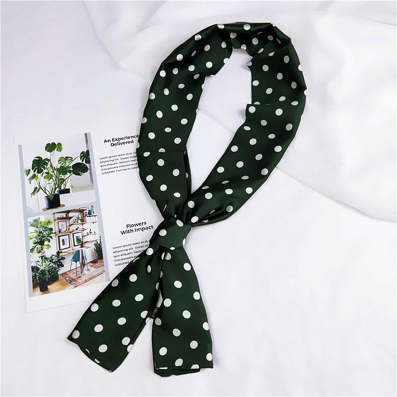 New Polka Dot Small Scarves Women'S Spring Styles Fashionable And Versatile Autumn And Winter Long Bags Wrist Scarves Decoration