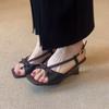 Fashion Fashion Open Toe Bow Wedge Sandals Women Xia Square Head One Strap Comfortable and Versatile Not Tired Feet Wear Sandals Outside