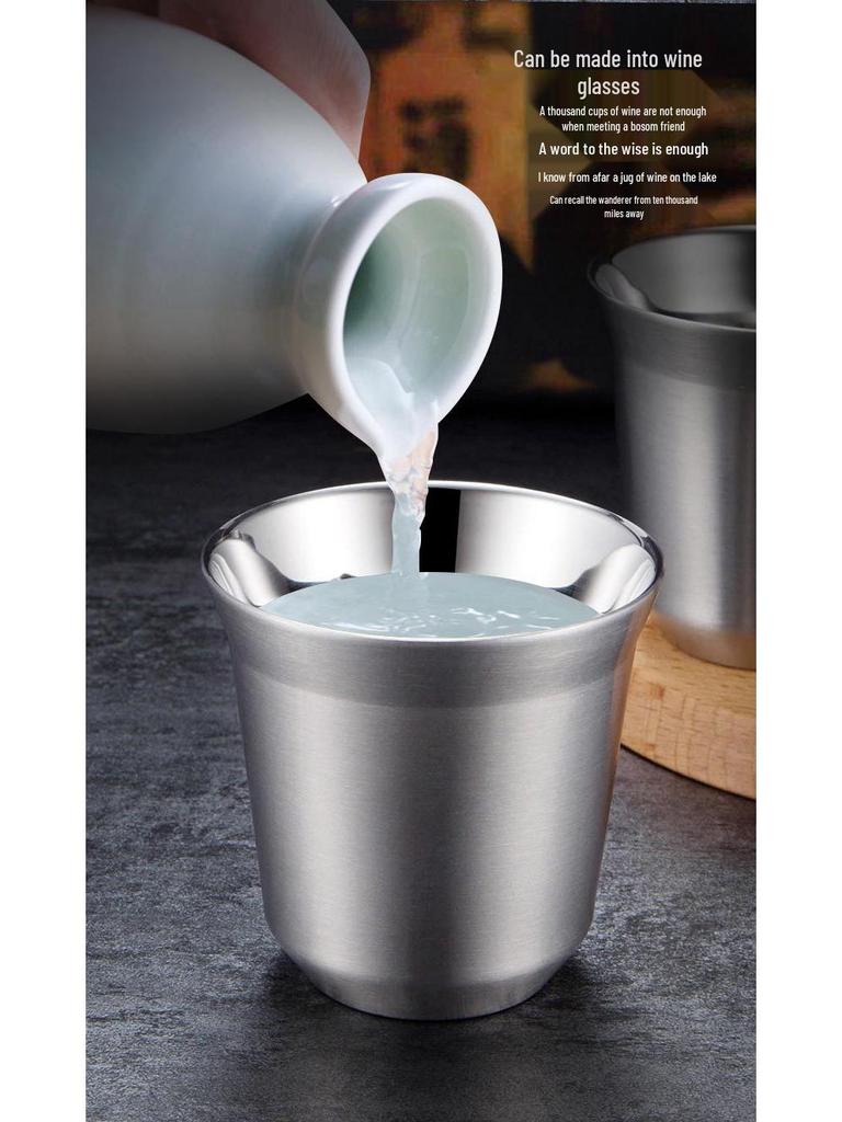 Severský styl 304 Nerezová ocel Dvojitá stěna Izolovaný hrnek: 86 ml Káva, 160 ml Čaj/Víno, Dětský hrnek