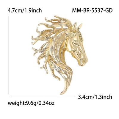 Luxury Glossy Horse Head Brooches Unisex Design Elegant Zodiac Animal Pins Fashion Style Horse Brooches New Year Gifts