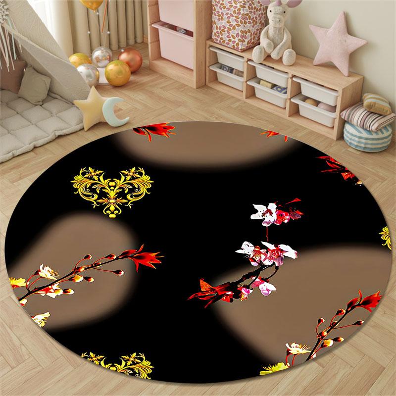 Cozy Round Gothic Multicolor Area Rug, Non-Slip Floor Mat for Nursery