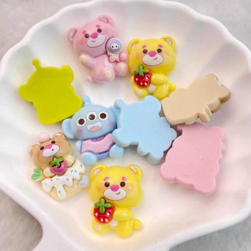 10Pcs New Cute Cartoon Little Bear, Monster Series Flat Back Ornament Jewelry Bows Accessories