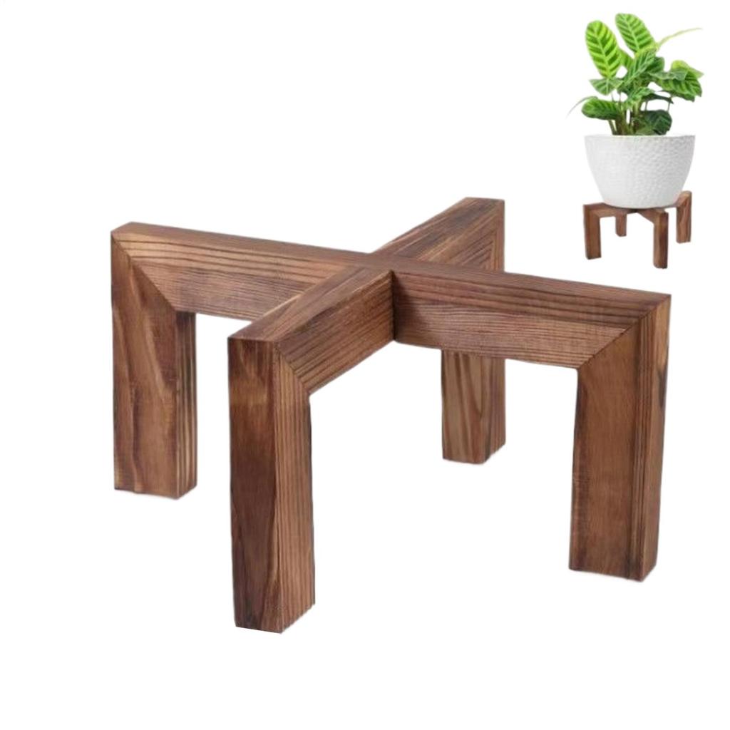 Indoor Corner Plant Stand Retro Wooden Display Rack Decorative Plant Shelves Support Plant Flower Bed Base Rack for Bedroom
