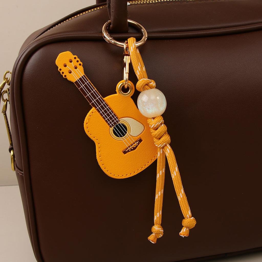 New Creative PU Guitar Pendant Access Card Bag Accessories Beaded Keychain Small Gifts Car Hanging Accessories