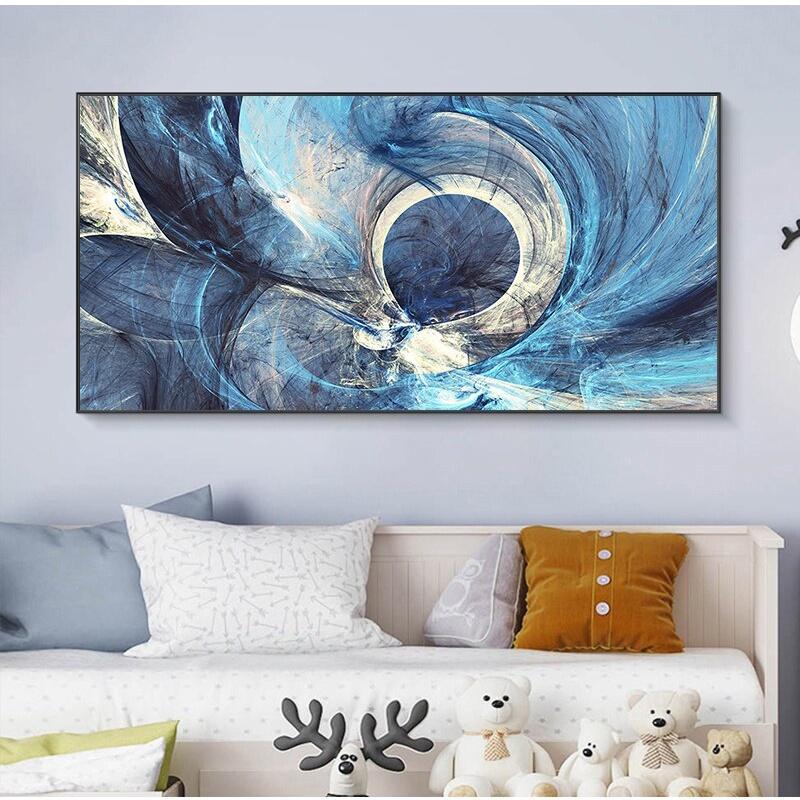 

Modern Posters and Wall Art Copies Oil Painting on Canvas Abstract Creative Blue Lines Images for Living Room Home Furnishing Decoration