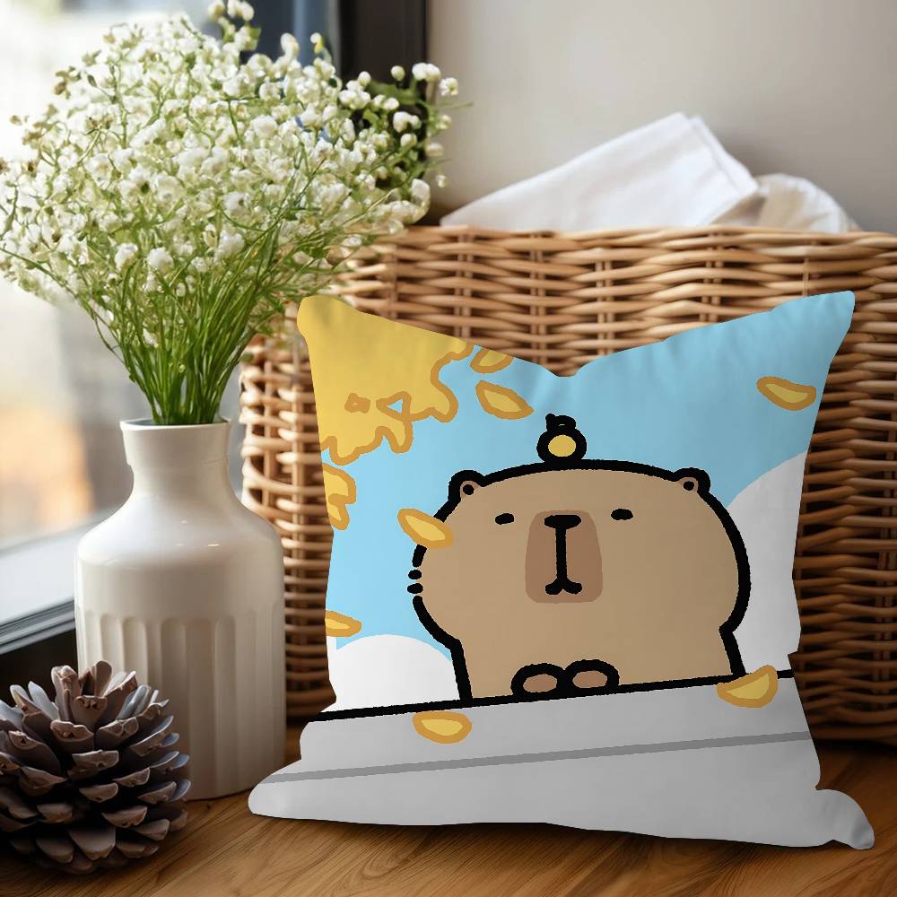 

Cute Anime CapybaraS Pillow Cushion Cover Pillowcase Living Room Sofa Home Decor Customized 16x16Inch