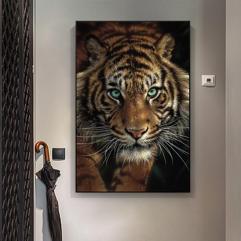 African Wild Tiger Animal Oljemaleri Veggplakater og utskrifter