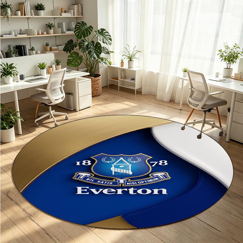 Everton Football Printed Round Crystal Velvet Rug Soft Non Slip Floor Carpet For Bedroom Holiday Gift