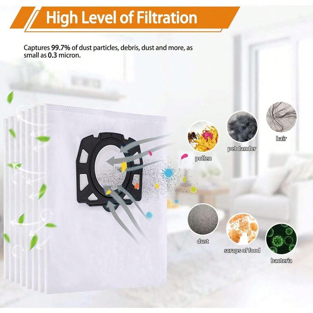12Pcs Vacuum Cleaner Bags for Kärcher WD4 WD5 WD6 WD5P WD6P MV4 MV5 MV6  Wet & Dry Vacuum Cleaner, Dust Bags for Karcher 2.863-006.0