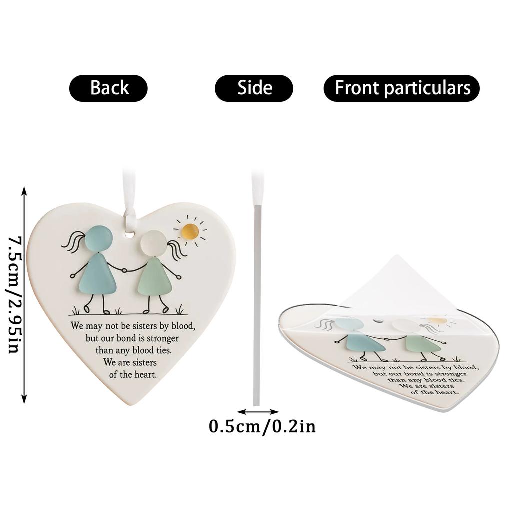 2d Acrylic Heart Shaped Sea Glass Friendship Decor,Friendship Heart Keepsake,Friendship Heart Ornament For Tree Hanging Ornaments,