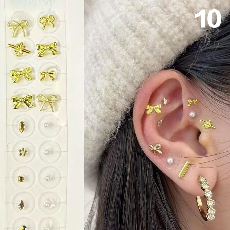 Módní mašlička Barevné kamínky Perly Nálepky na ušní body Tlakové tyčinky na uši Akupunktura Aurikulární ušní nálepky Masáž