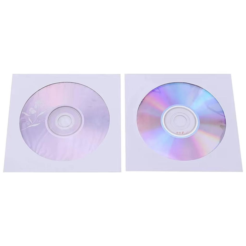 100Pcs 8cm VCD VCD Sleeves with Clear Window Reusable Dustproof Envelopes Protector for Music Movie Collection