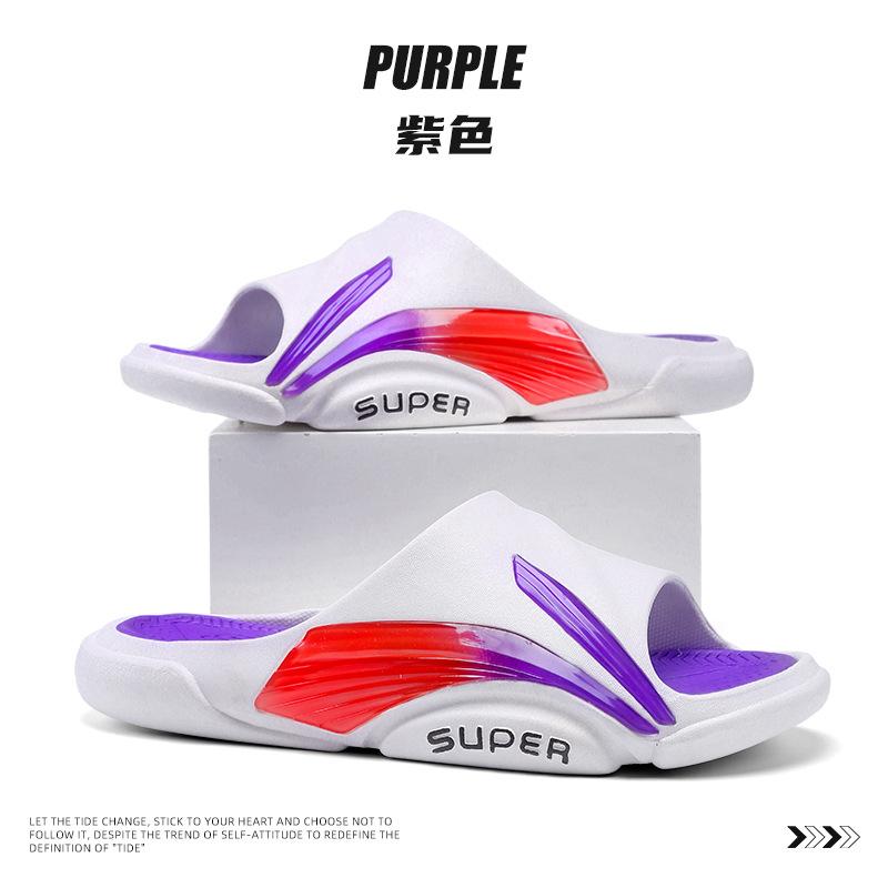 

Тапочки мужские летние трендовые верхняя одежда спортивная домашняя повседневная нескользящие мужские сандалии наступить на дерьмо ощущение пляжные сандалии слово 44/45 фиолетовый