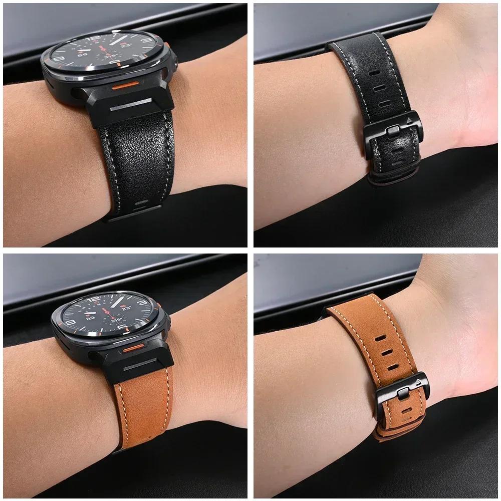 Läderarmband för Samsung Galaxy Watch Ultra 2025 2024 hästlärsrem för SAMSUNG GALAXY ULTRA 47MM klockarmband