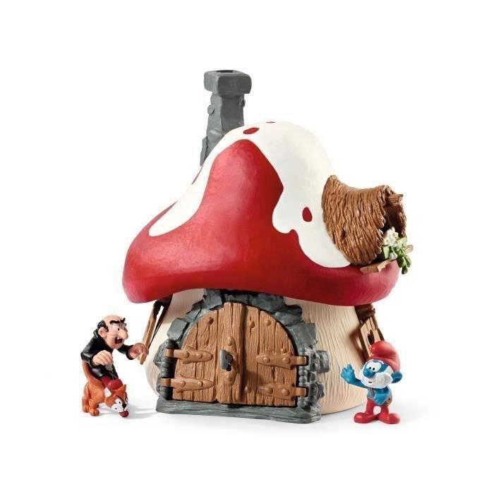 Caixa Casa dos Smurfs com 2 figuras, Schleich 20803 Os Smurfs™, 4 peças, a partir de 3 anos
