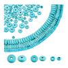 PH PandaHall Approximately 440 Pieces Natural Stone Beads Turquoise Beads Flat Round Blue Beads for Bracelet Necklace 4/6/8mm