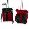 Luxury Home Soft Furnishings Velvet Gift Box Christmas Tree Ornament, Square Shaped Hanging Garland Matching Accessories Decoration with Bow