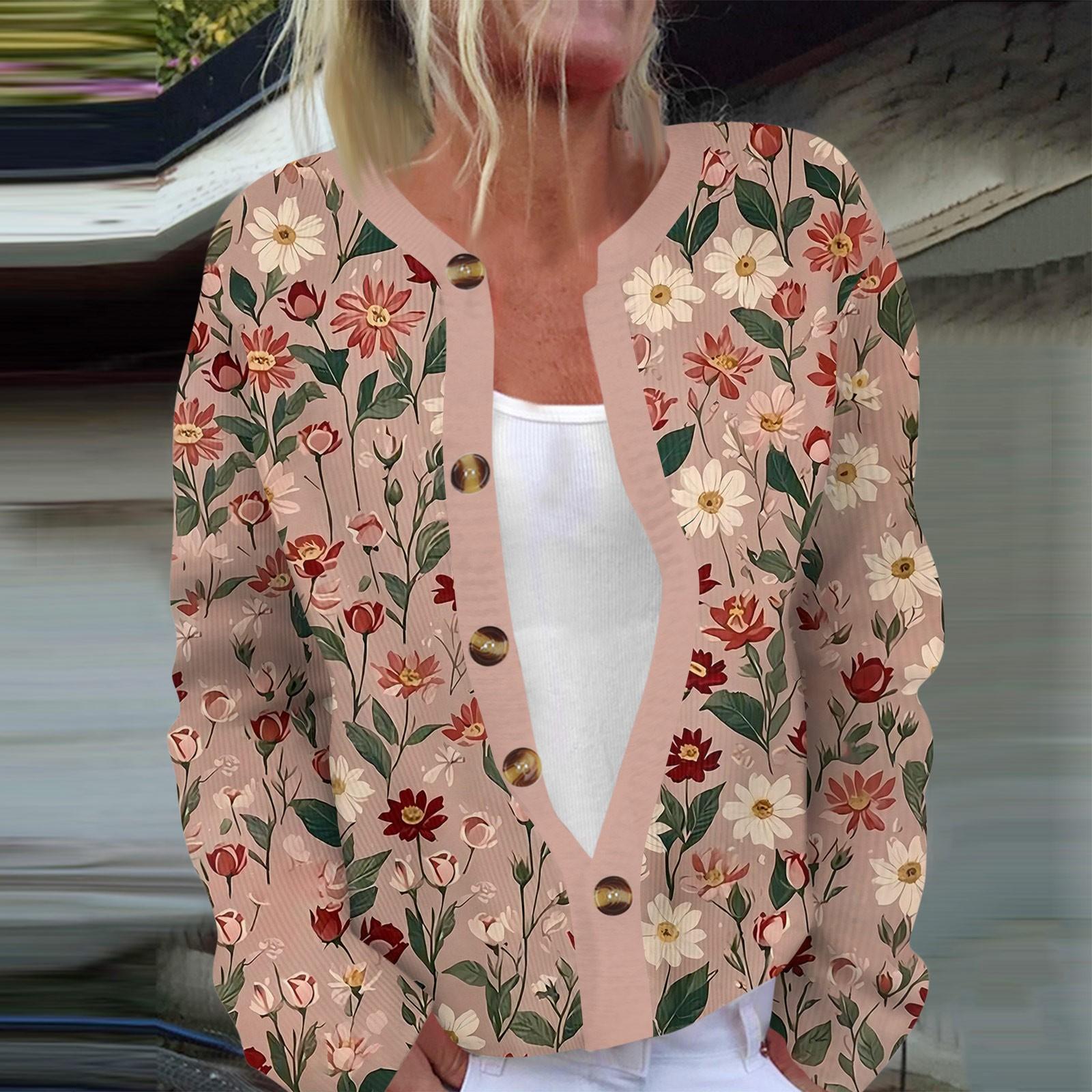 

Women s Fashion Long Sleeve Christmas Snowman Snowflake Print Jacket Cardigan S светло-розовый