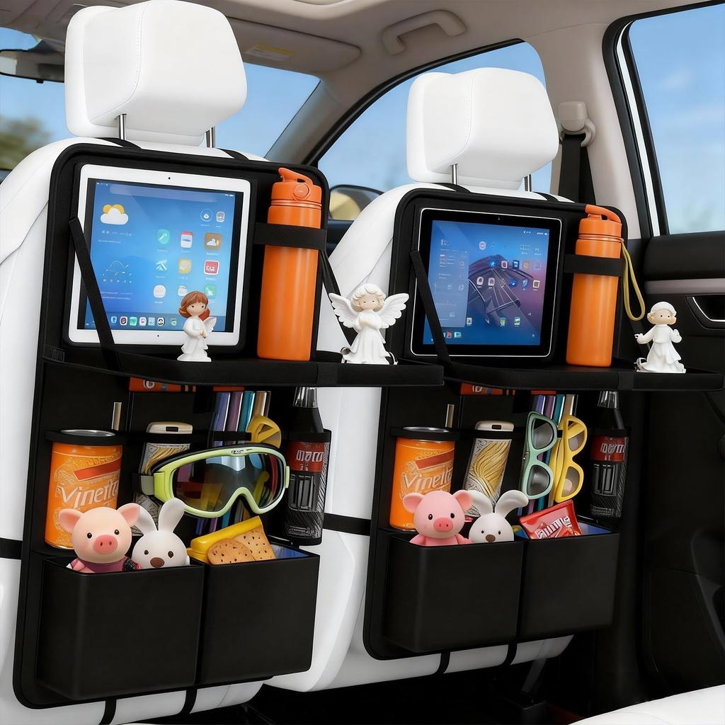 NODIBRO Car Seatback Pockets with Folding Kick Multifunctional Storage for Car Rests and Waterproof and Large Drink Small Easy Convenient Car