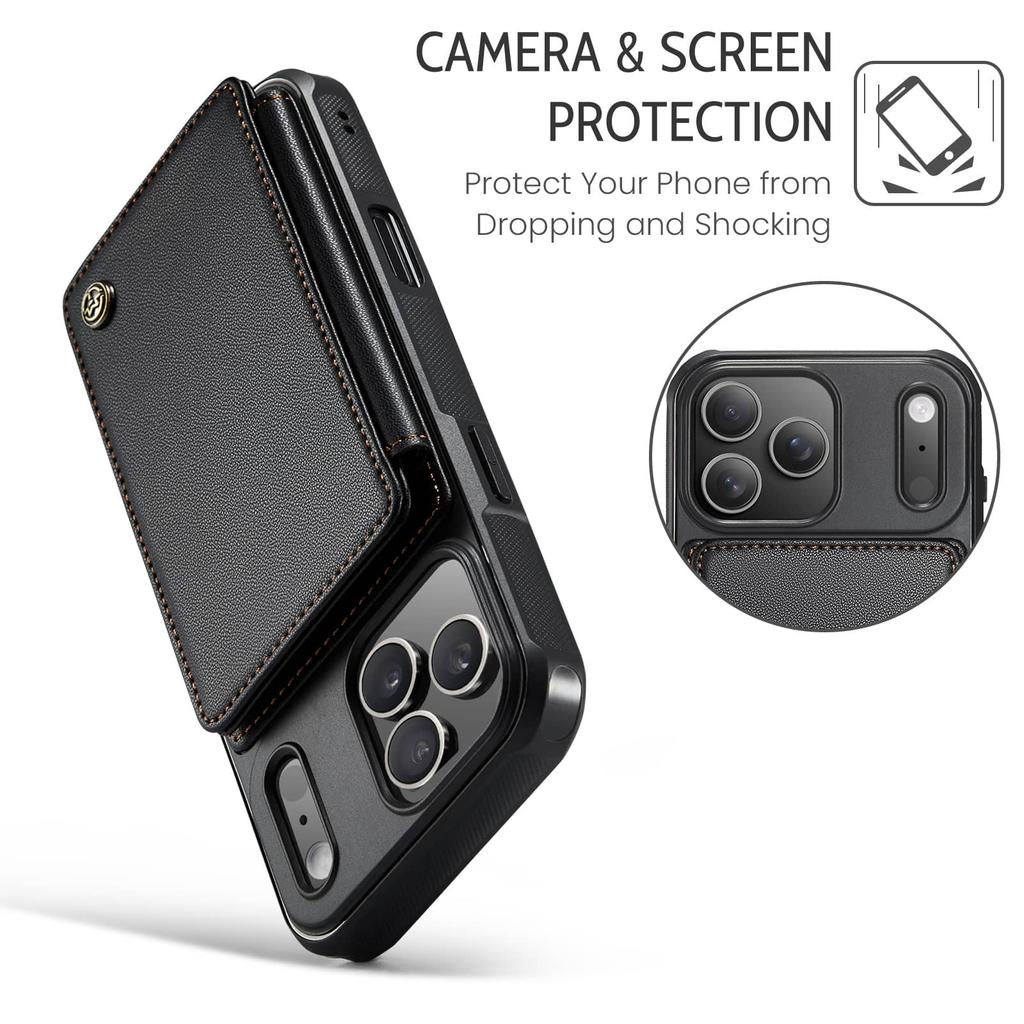 Case for IPhone 18 Pro Max 18 Pro Case with Card Holder Wallet Case with RFID Blocking, Durable Leather Kickstand Magnetic Clasp