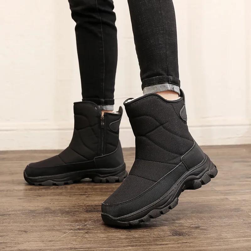 Shoes for Men Fashion Thickened Fleece Snow Boots Winter Shoes Outdoor Travel Mountain Climbing Shoes Warm Anti-Slip Cotton Shoe