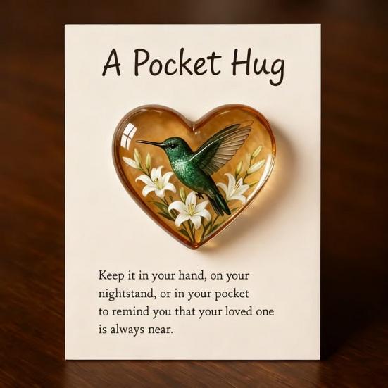 Pocket Hug Hummingbird Mini Pocket Hug Heart Cute Hummingbird Ornament with Encouragement Card Keepsake
