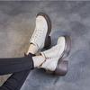 Women's Autumn Winter Block Heel Leather Ankle Boots Thick Sole Non Slip Round Toe Zippers Waterproof Plush Warm Cotton Boots