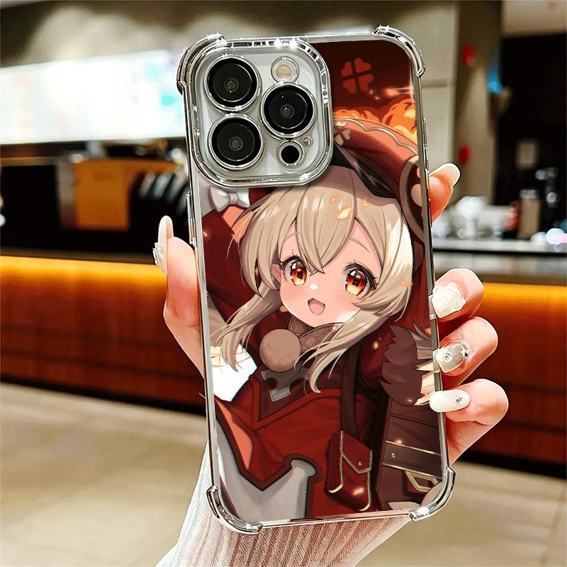 Genshin Impact Klee Plating Phone Case For Iphone 16 17 Pro Max Air 16E 14 15 Plus 12 13 Mini Anti-Fall Airabag Cover