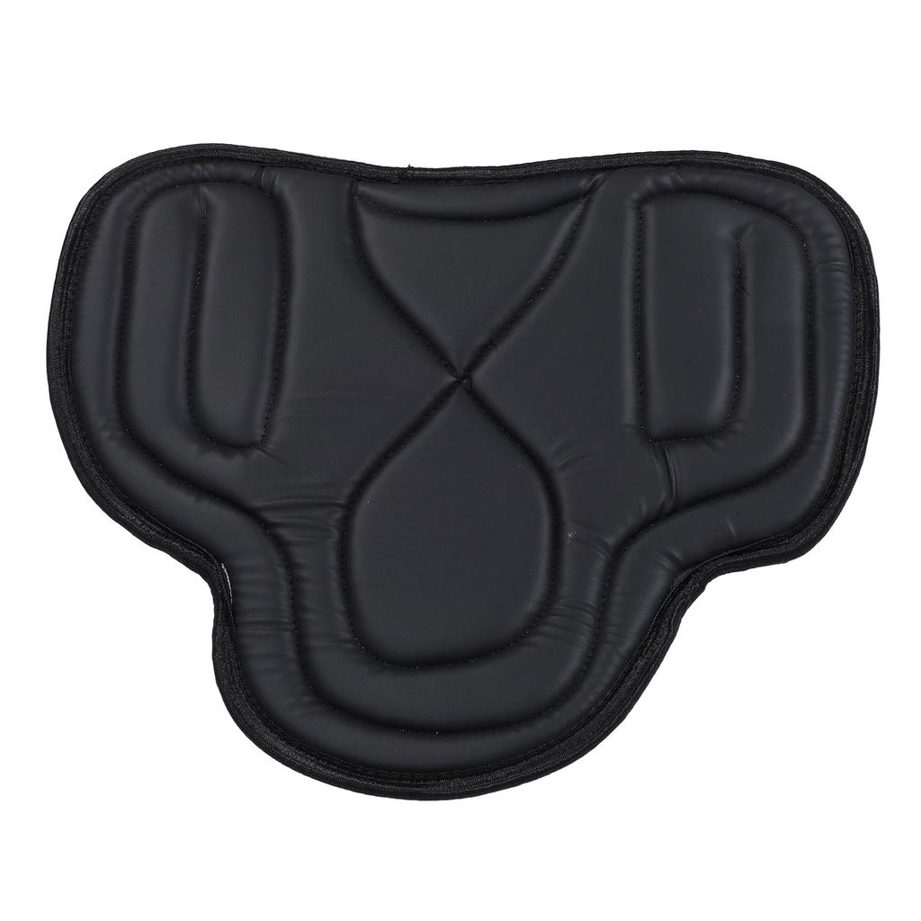 Saddle Pad PU Leather Close Fit Shock Absorbing Thickened Breathable Western Saddle Pad for Equestrian Riding Black