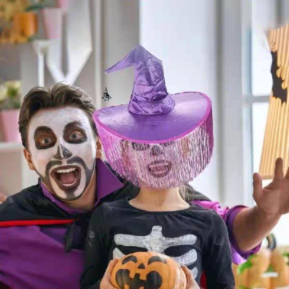 Ruched Black Cloth Witch Hat Wide Brim Halloween Party Witch Hat  Halloween Costume