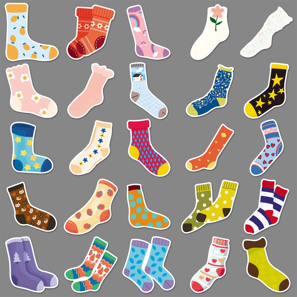 50 Socks Graffiti Stickers Personalized Cartoon Winter Small Fresh Decorative Mobile Phone Case Water Cup Refrigerator Stickers