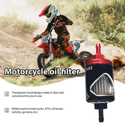 6mm 8mm Glass Gas Fuel Gasoline Oil Filter Stainless Steel Core Glass Perspective Alloy Motor Oil Filter Motorcycle Parts