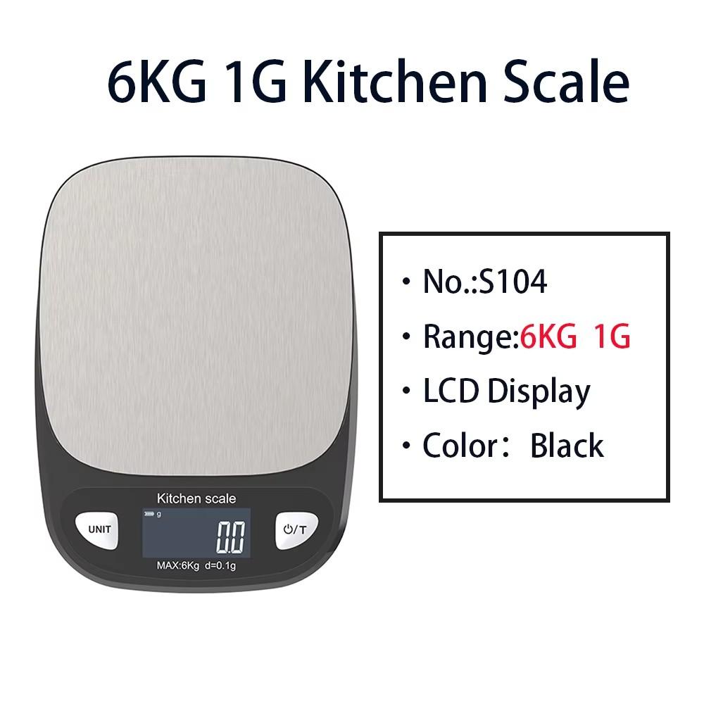 Waterproof Stainless Steel Scale LCD Display Digital Electronic Kitchen Scale 12kg/1g 6kg/0.1g  Measuring Weighing Baking Tool