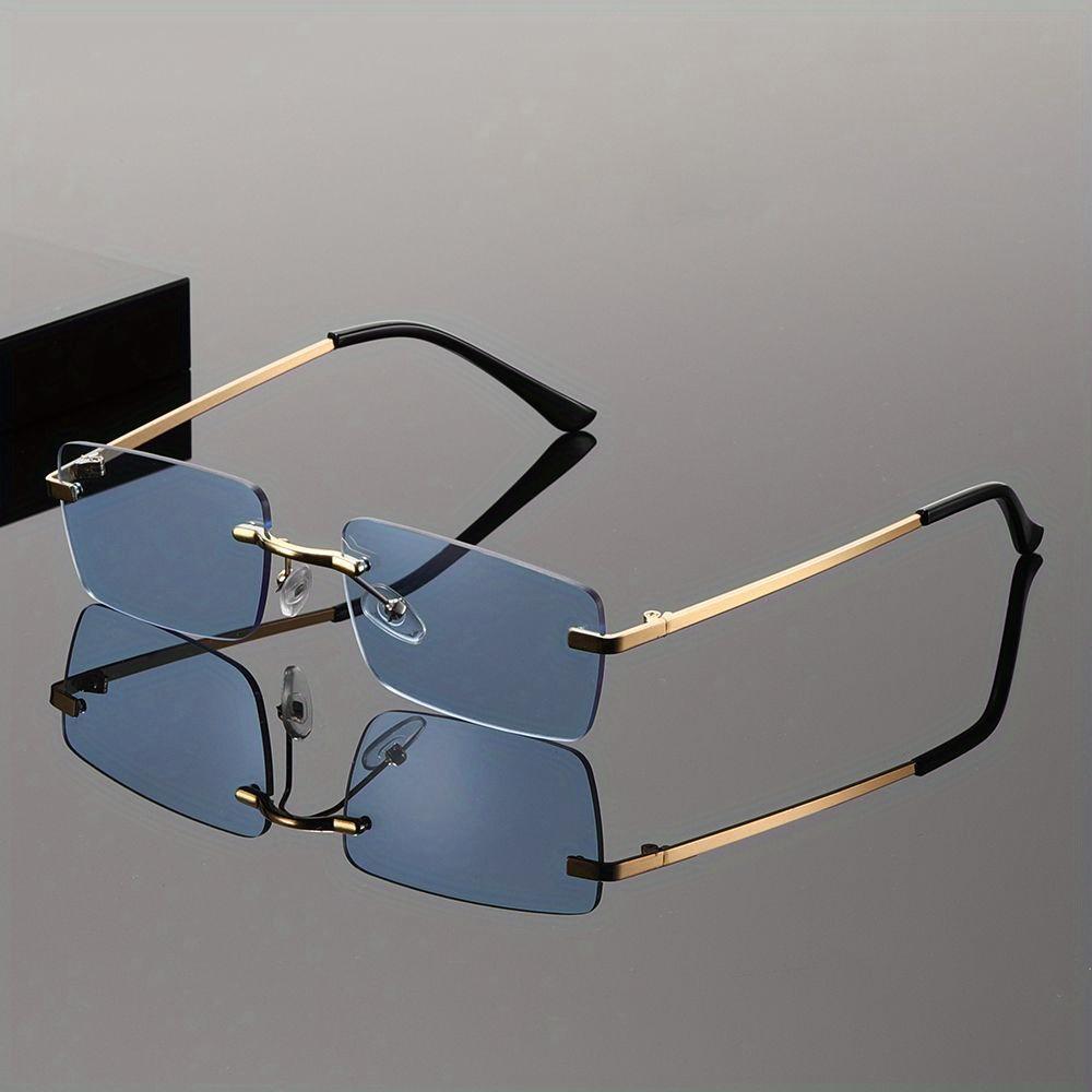 

1pc new rimless narrow frame fashion sunglasses for men, unisex design, suitable for a variety of occasions синий