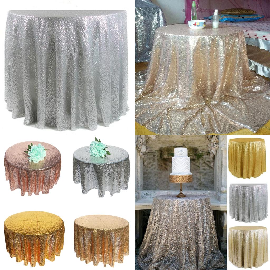 Elegant And Shimmering Sequin Tablecloth 48'' Round For Wedding And Dining Tables
