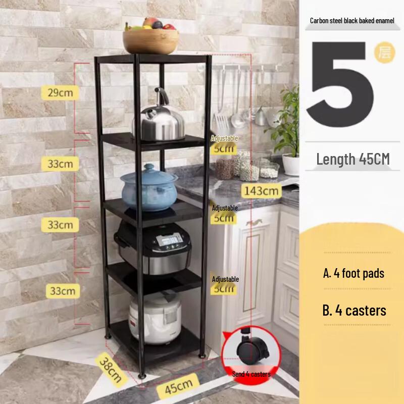 

5-Tier Adjustable Pot and Pan Organizer Rack with Wheels